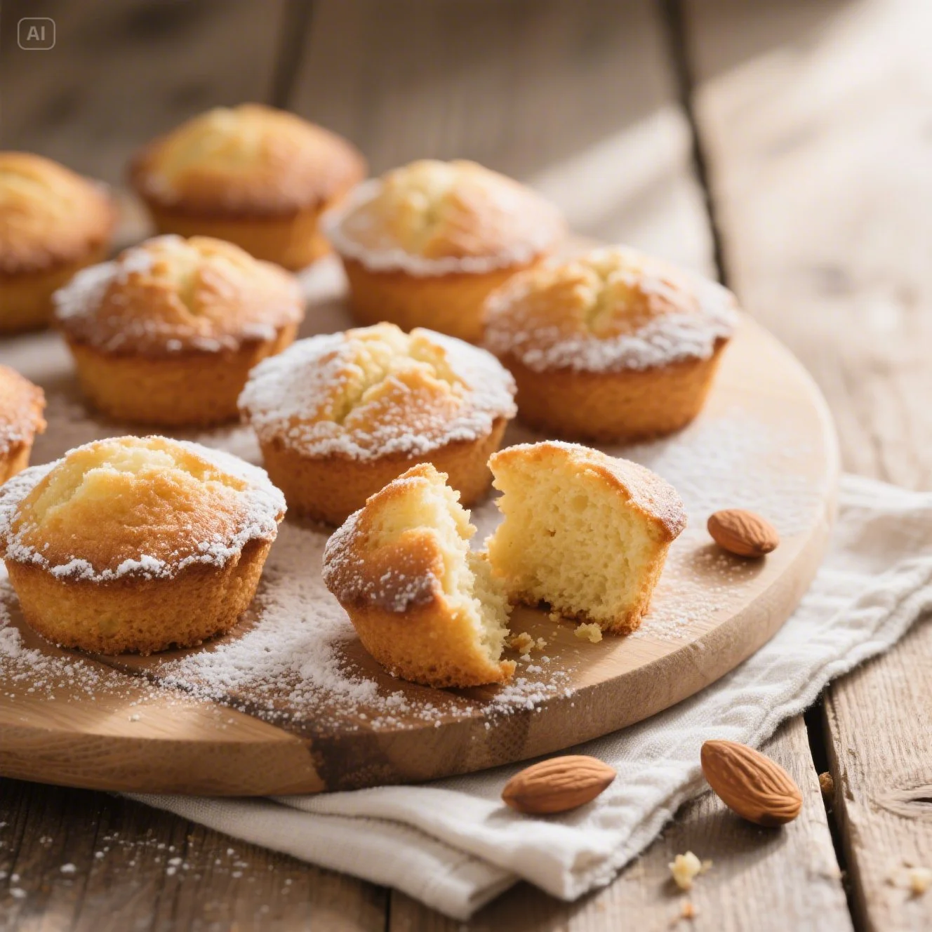 financier aux amandes : 7 secrets pour réussir ce classique moelleux et doré 2 Financiers aux amandes rectangulaires faits maison, dorés et saupoudrés de sucre glace