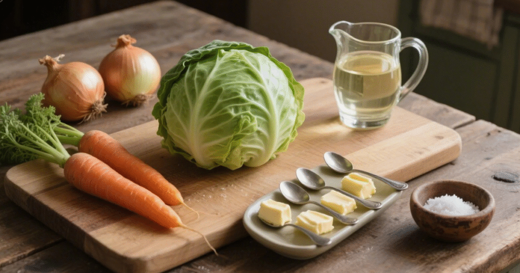Choux Farcis 2 Chou, carottes, oignons, margarine, vin blanc et sel pour recette de choux farcis