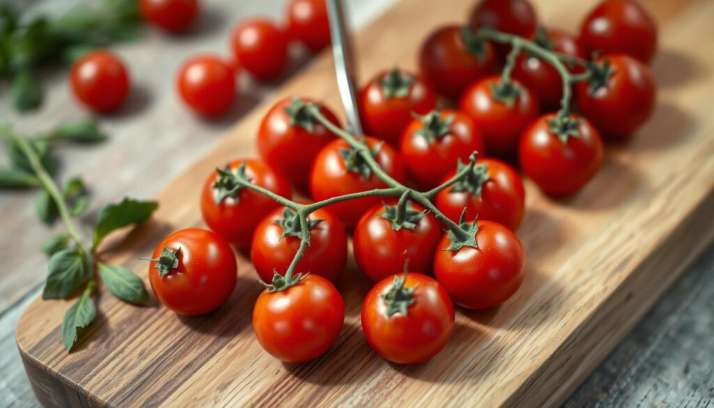 Préparation tomates cerises Préparation tomates cerises