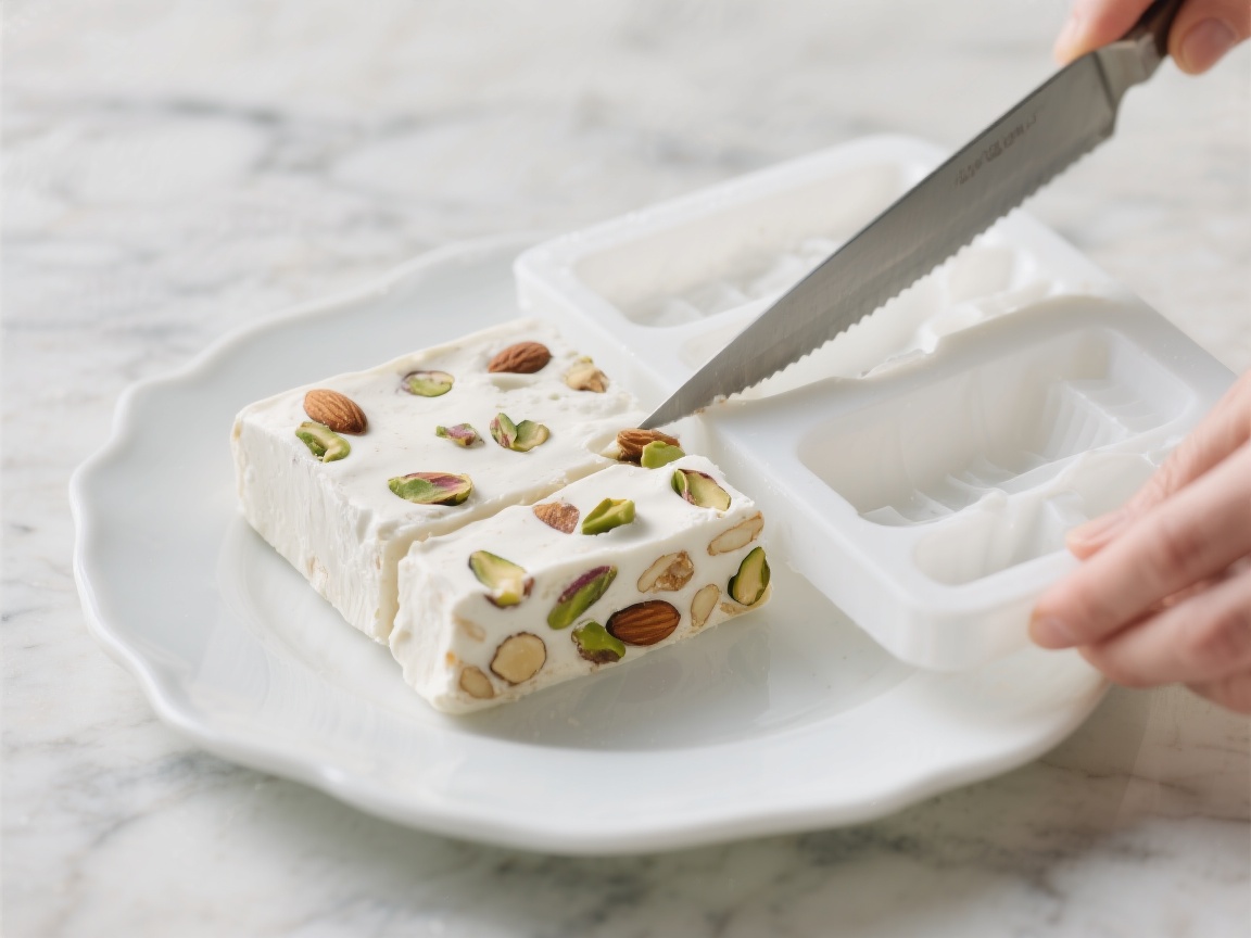 Recette Nougat Glacé : Le Dessert Glacé qui Va Révolutionner Vos Étés 12 Nougat glacé maison servi en tranches avec fruits confits et amandes