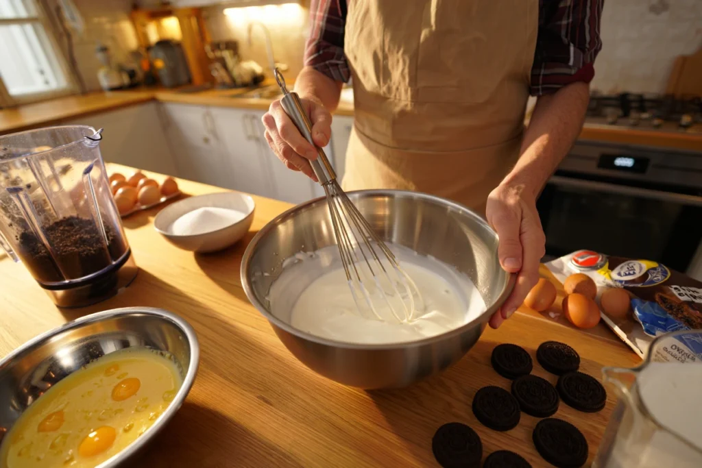 Tiramisu aux Oréos: ultra-gourmand 3 Tiramisu aux Oréos, un dessert gourmand et facile à préparer, composé de couches alternées de crème mascarpone onctueuse et de brisures croquantes de biscuits Oreo. Servi dans des verrines ou un grand plat familial, ce dessert est décoré de miettes d'Oréos et de biscuits entiers pour un contraste irrésistible entre le noir et le blanc