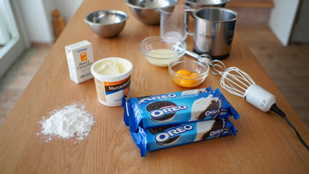Tiramisu aux Oréos: ultra-gourmand 2 Tiramisu aux Oréos, un dessert gourmand et facile à préparer, composé de couches alternées de crème mascarpone onctueuse et de brisures croquantes de biscuits Oreo. Servi dans des verrines ou un grand plat familial, ce dessert est décoré de miettes d'Oréos et de biscuits entiers pour un contraste irrésistible entre le noir et le blanc