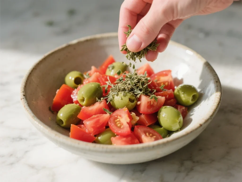 Recette Salade de Pâtes Italienne 3 Salade de pâtes italienne colorée servie dans un grand bol blanc avec tomates cerises, mozzarella, basilic et olives noires