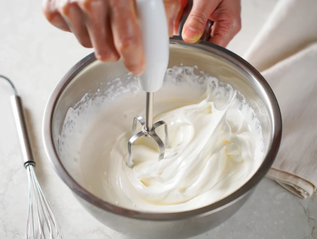 Recette Tiramisu Kinder Bueno en verrines 5 Tiramisu Kinder Bueno en verrines ultra-gourmand, composé de couches alternées de crème mascarpone onctueuse, de biscuits imbibés dans un mélange chocolaté, et de morceaux croquants de Kinder Bueno. Servi dans des verrines élégantes, décoré de cacao tamisé et d'éclats de noisettes pour un contraste irrésistible entre le crémeux et le croquant. Arrière-plan épuré avec une lumière naturelle douce pour un effet visuel moderne et appétissant.