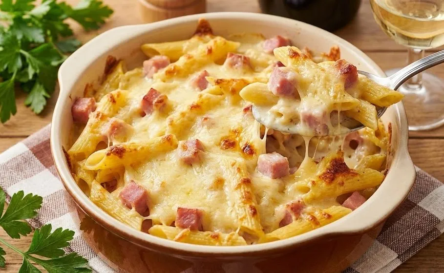 Gratin de Pâtes au Jambon et Fromage : Le Classique Crémeux