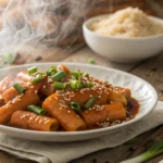 Recette de Tteokbokki : Gâteaux de Riz en Sauce Pimentée Sucrée
