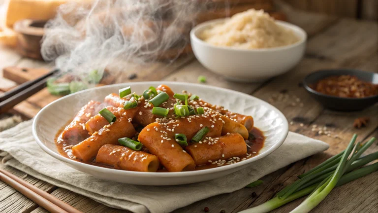 Recette de Tteokbokki : Gâteaux de Riz en Sauce Pimentée Sucrée