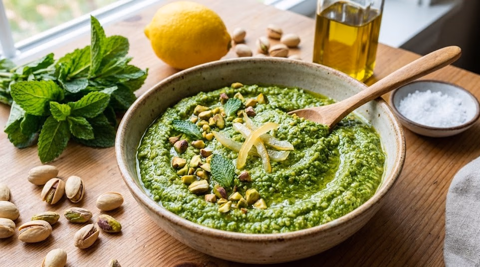 Pesto de Pistache, Menthe & Citron Confit