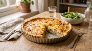 Quiche au thon, moutarde et emmental sur pâte brisée